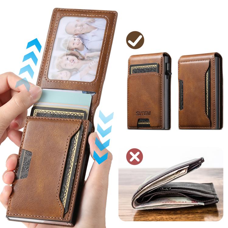 Suteni Oil Waxy Keys Automatically Pop Up Card Wallet Case
