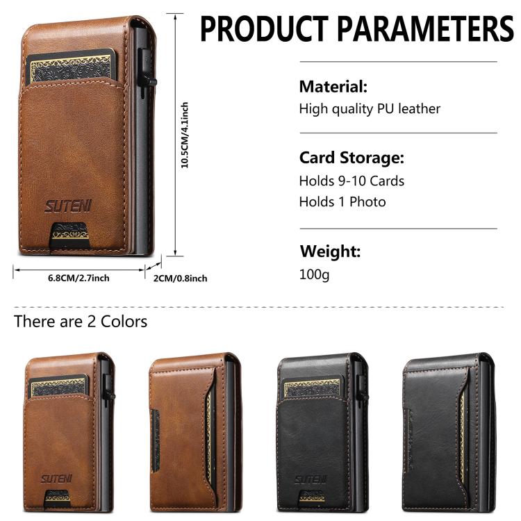 Suteni Oil Waxy Keys Automatically Pop Up Card Wallet Case