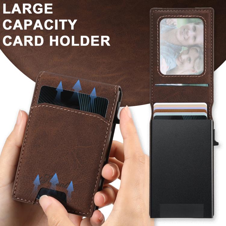 Suteni Litchi Texture Magnetic Key Press Automatically Pop Up Card Box