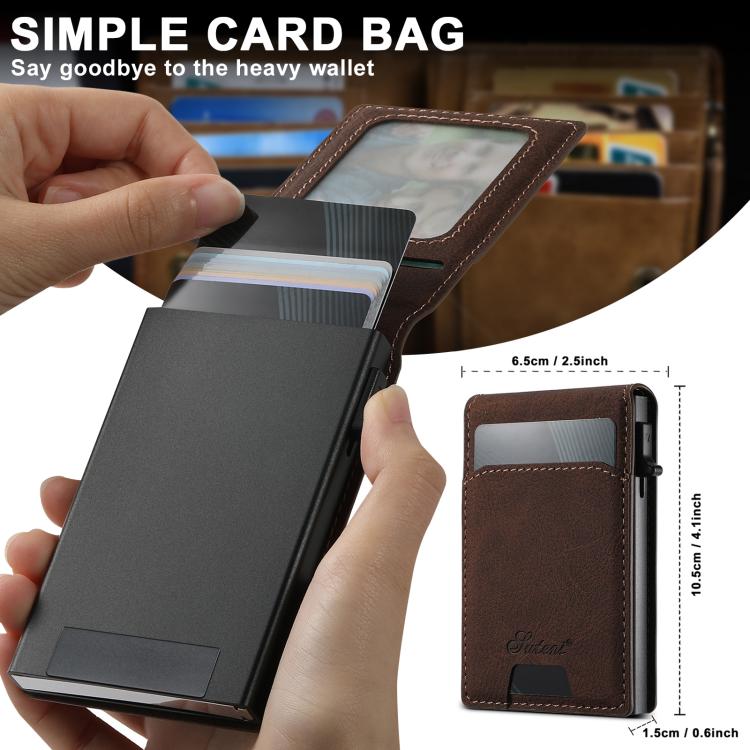Suteni Litchi Texture Magnetic Key Press Automatically Pop Up Card Box