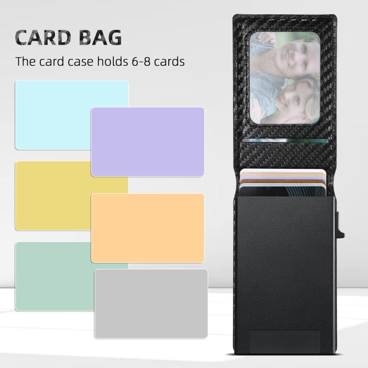Suteni Carbon Fiber Magnetic Key Press Automatically Pop Up Card Box - Black