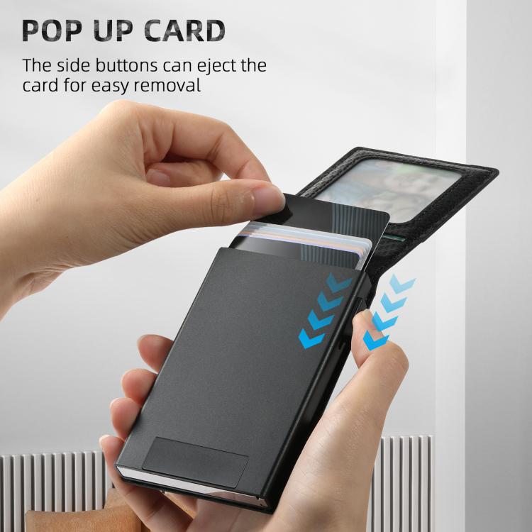 Suteni Carbon Fiber Magnetic Key Press Automatically Pop Up Card Box - Black
