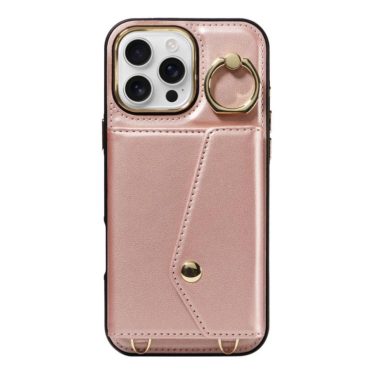 For iPhone 16 Pro Max Diagonal Crossbody Ring Organ Wallet Leather Back Phone Case