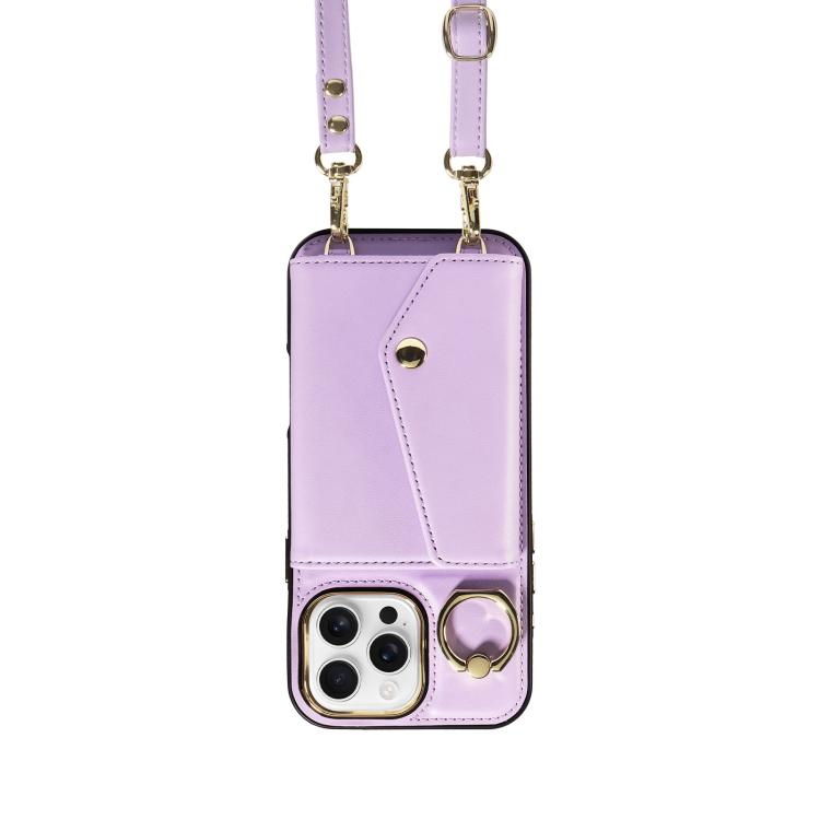 For iPhone 16 Pro Max Diagonal Crossbody Ring Organ Wallet Leather Back Phone Case