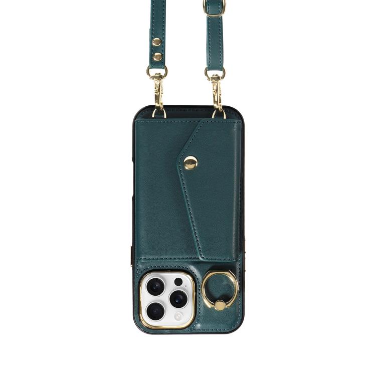 For iPhone 16 Pro Diagonal Crossbody Ring Organ Wallet Leather Back Phone Case