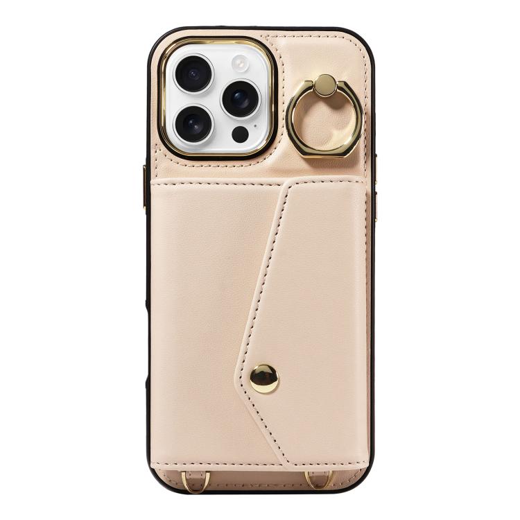 For iPhone 16 Pro Diagonal Crossbody Ring Organ Wallet Leather Back Phone Case