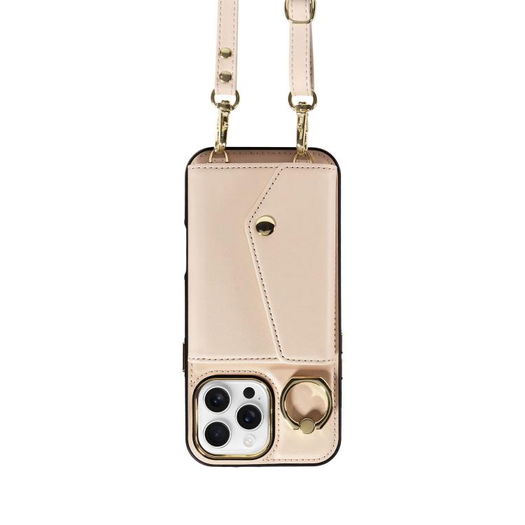 For iPhone 16 Pro Diagonal Crossbody Ring Organ Wallet Leather Back Phone Case