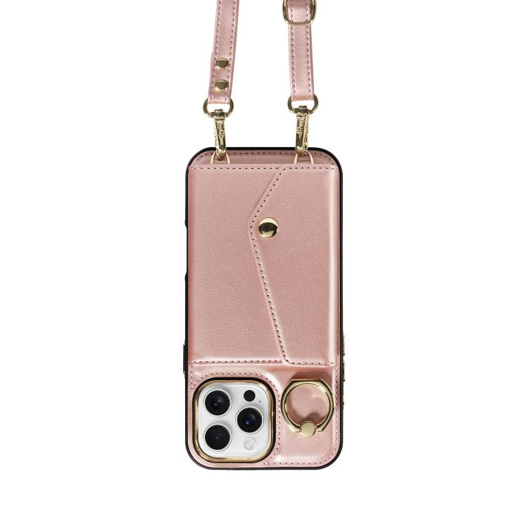 For iPhone 16 Pro Diagonal Crossbody Ring Organ Wallet Leather Back Phone Case