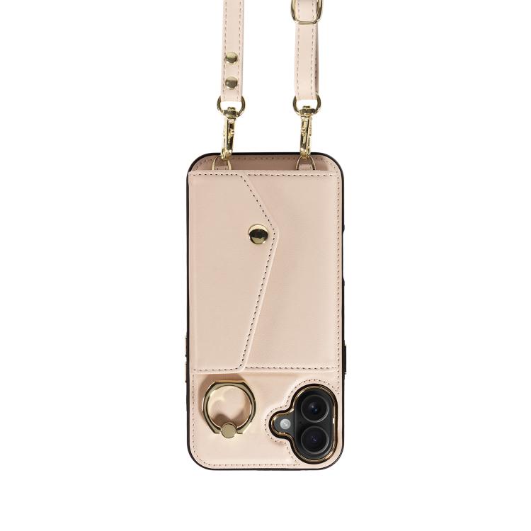 For iPhone 16 Plus Diagonal Crossbody Ring Organ Wallet Leather Back Phone Case