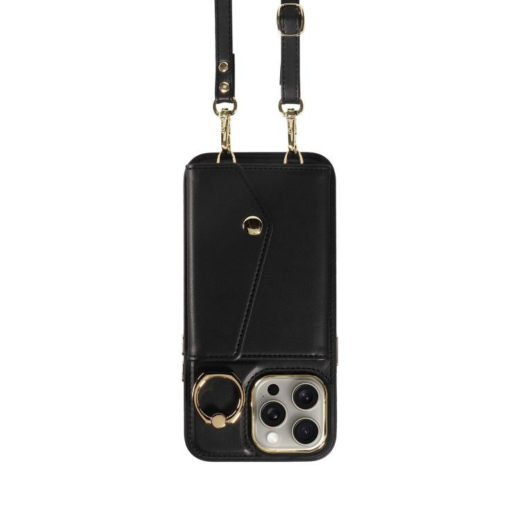 For iPhone 15 Pro Max Diagonal Crossbody Ring Organ Wallet Leather Back Phone Case