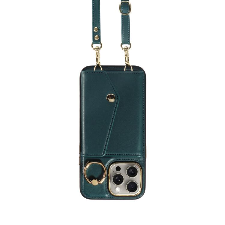 For iPhone 15 Pro Max Diagonal Crossbody Ring Organ Wallet Leather Back Phone Case