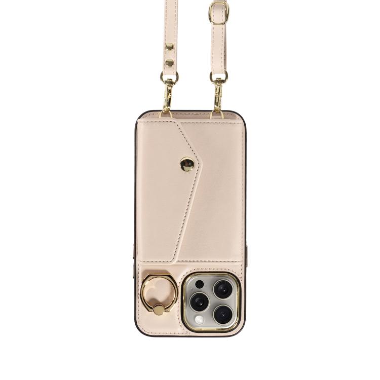 For iPhone 15 Pro Max Diagonal Crossbody Ring Organ Wallet Leather Back Phone Case