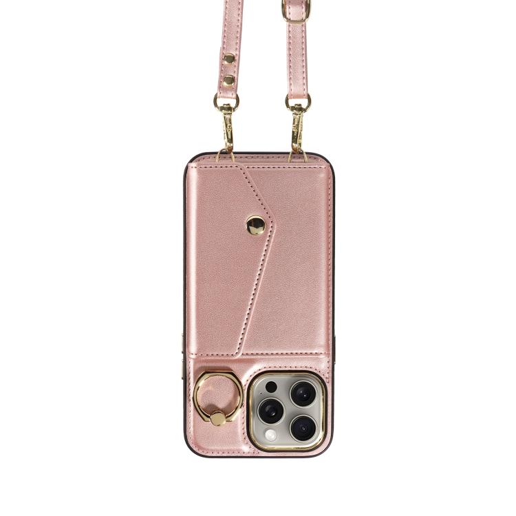 For iPhone 15 Pro Max Diagonal Crossbody Ring Organ Wallet Leather Back Phone Case