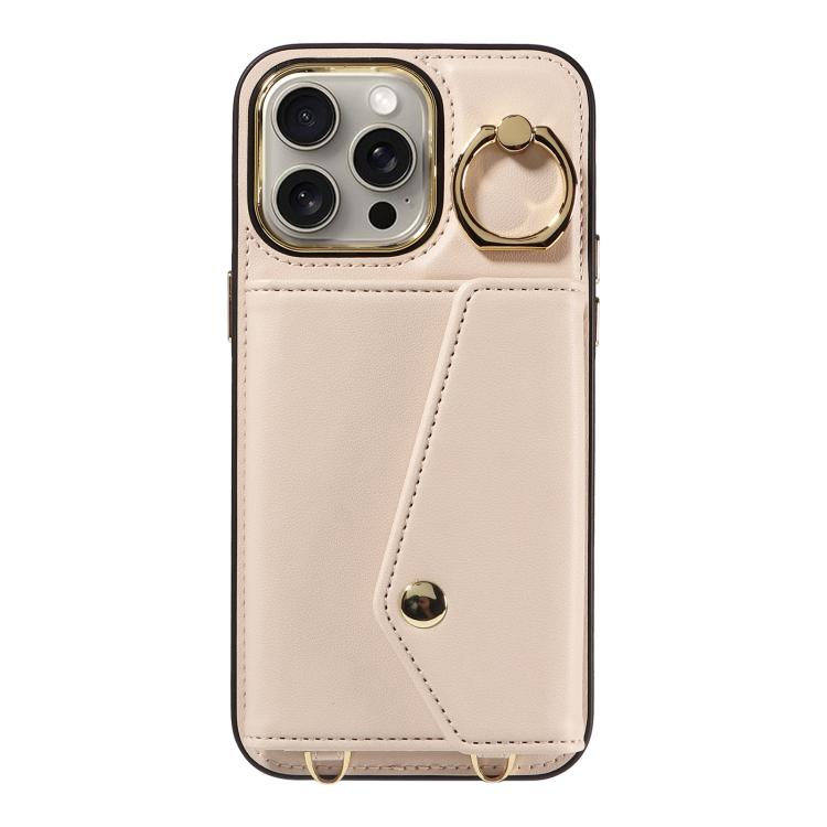 For iPhone 15 Pro Diagonal Crossbody Ring Organ Wallet Leather Back Phone Case