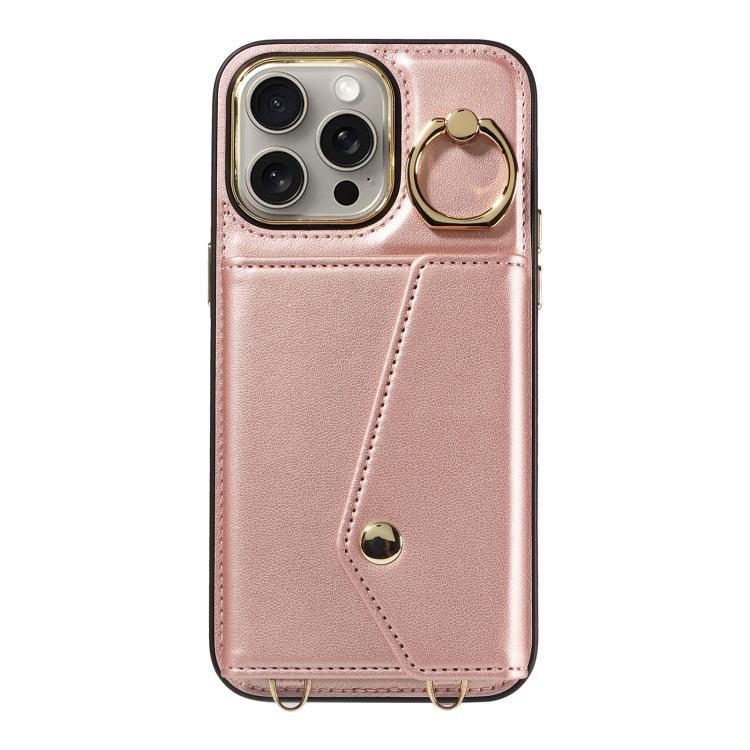 For iPhone 15 Pro Diagonal Crossbody Ring Organ Wallet Leather Back Phone Case