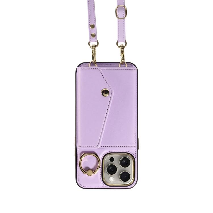 For iPhone 15 Pro Diagonal Crossbody Ring Organ Wallet Leather Back Phone Case