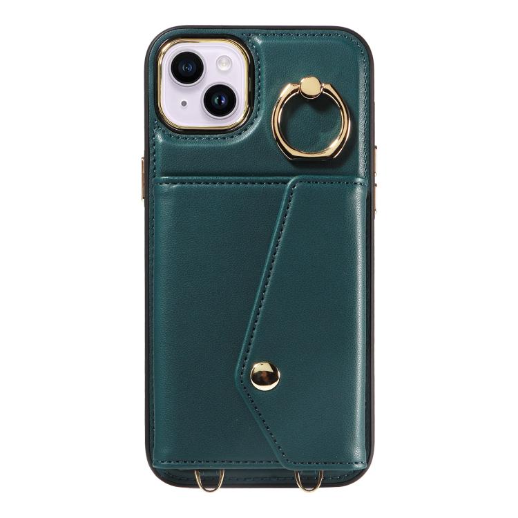 For iPhone 15 Plus Diagonal Crossbody Ring Organ Wallet Leather Back Phone Case