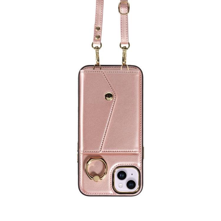 For iPhone 15 Plus Diagonal Crossbody Ring Organ Wallet Leather Back Phone Case