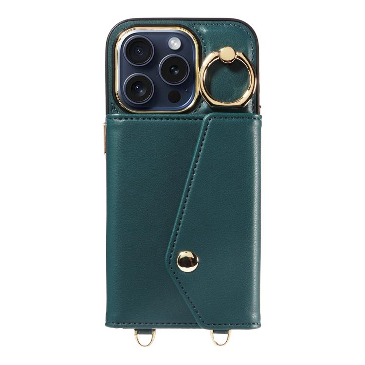 For iPhone 14 Pro Diagonal Crossbody Ring Organ Wallet Leather Back Phone Case
