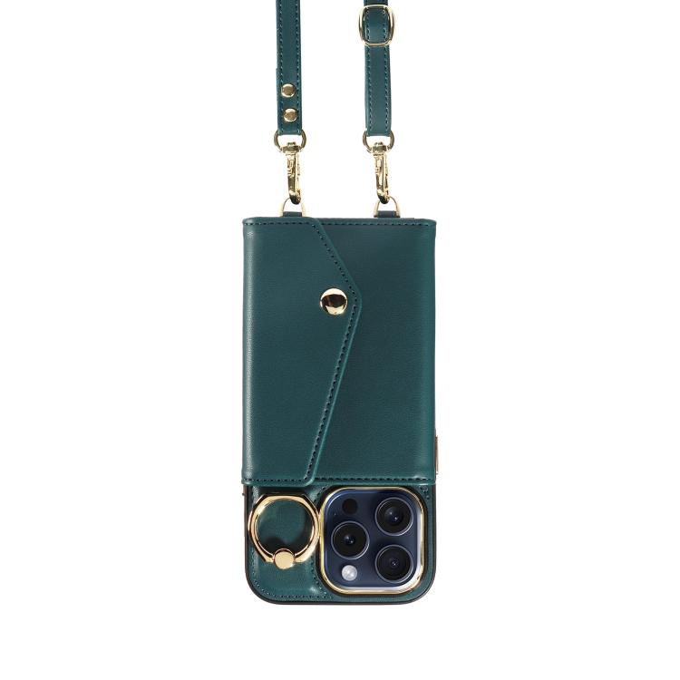 For iPhone 14 Pro Diagonal Crossbody Ring Organ Wallet Leather Back Phone Case