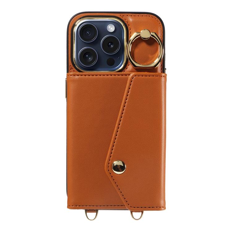 For iPhone 14 Pro Diagonal Crossbody Ring Organ Wallet Leather Back Phone Case