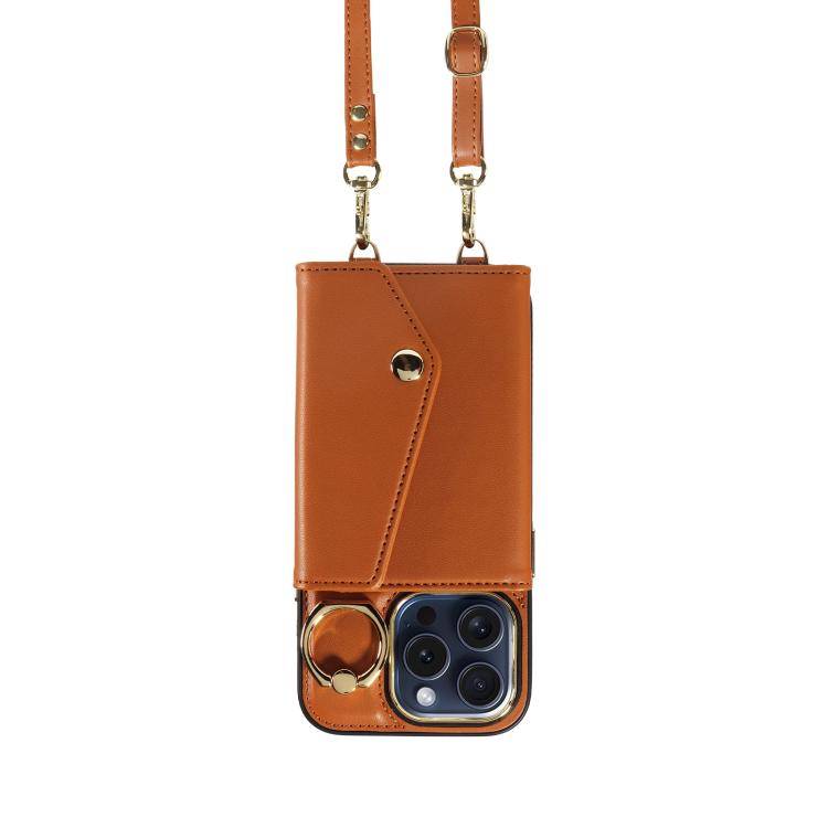 For iPhone 14 Pro Diagonal Crossbody Ring Organ Wallet Leather Back Phone Case