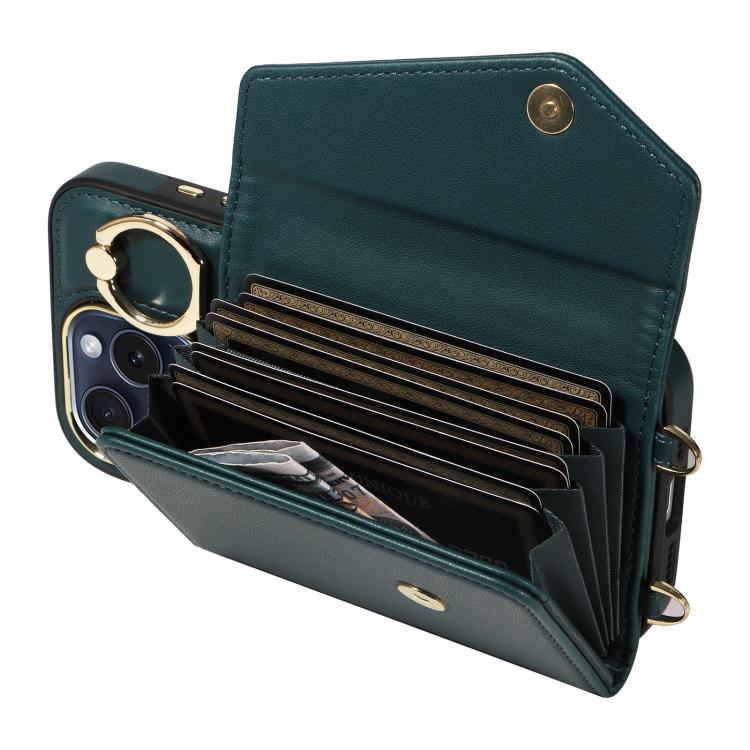 For iPhone 14 Pro Max Diagonal Crossbody Ring Organ Wallet Leather Back Phone Case
