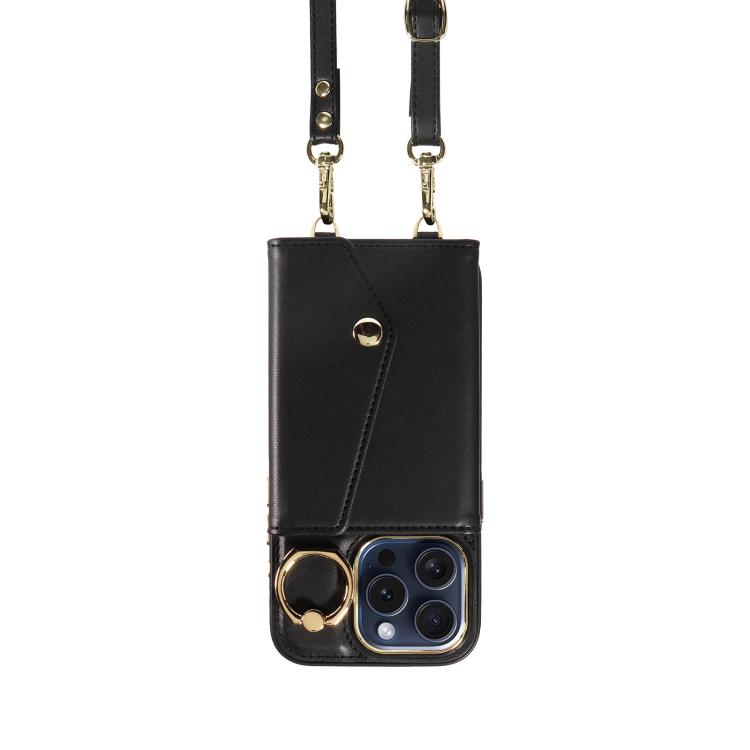 For iPhone 13 Pro Max Diagonal Crossbody Ring Organ Wallet Leather Back Phone Case