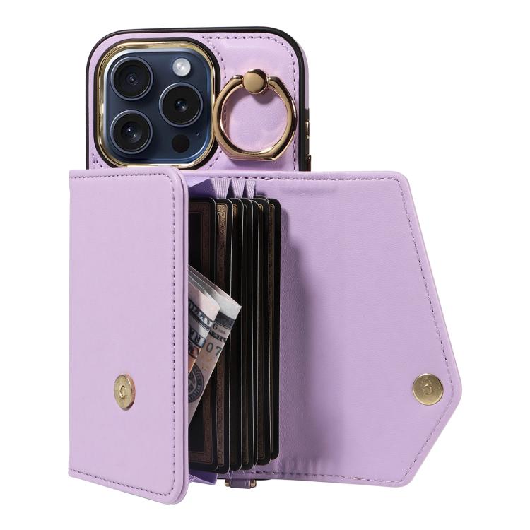 For iPhone 13 Pro Max Diagonal Crossbody Ring Organ Wallet Leather Back Phone Case
