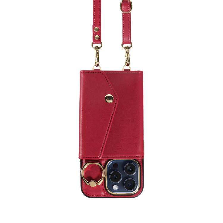 For iPhone 13 Pro Diagonal Crossbody Ring Organ Wallet Leather Back Phone Case