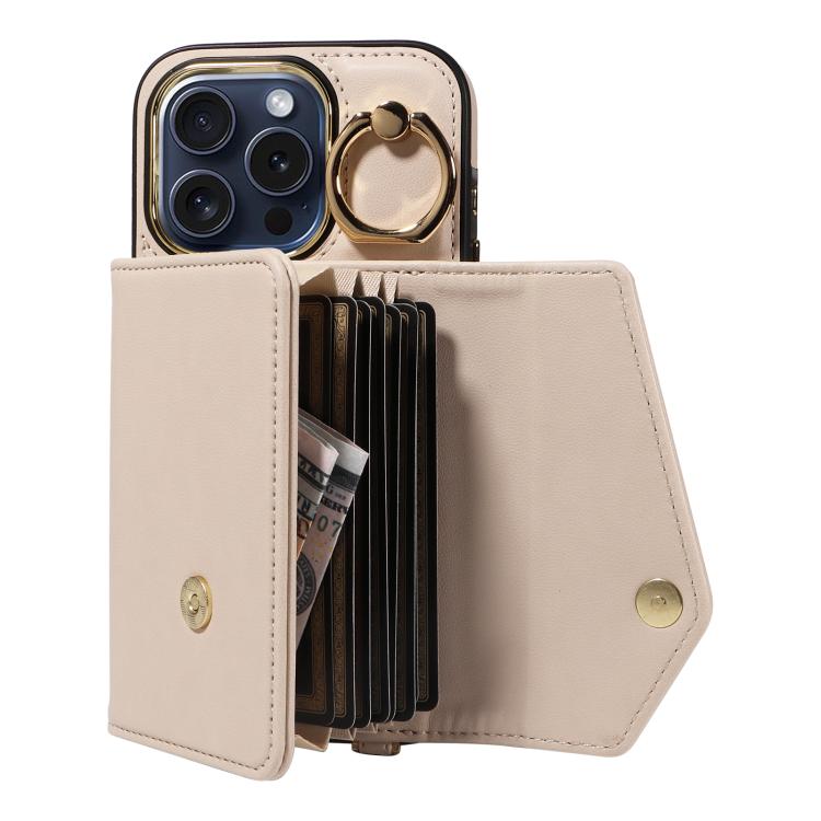 For iPhone 13 Pro Diagonal Crossbody Ring Organ Wallet Leather Back Phone Case