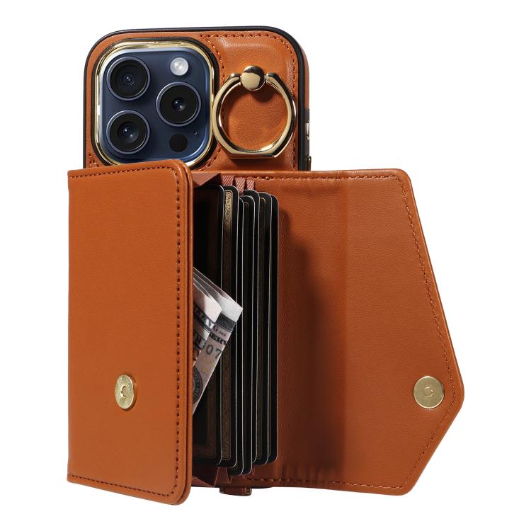 For iPhone 13 Pro Diagonal Crossbody Ring Organ Wallet Leather Back Phone Case