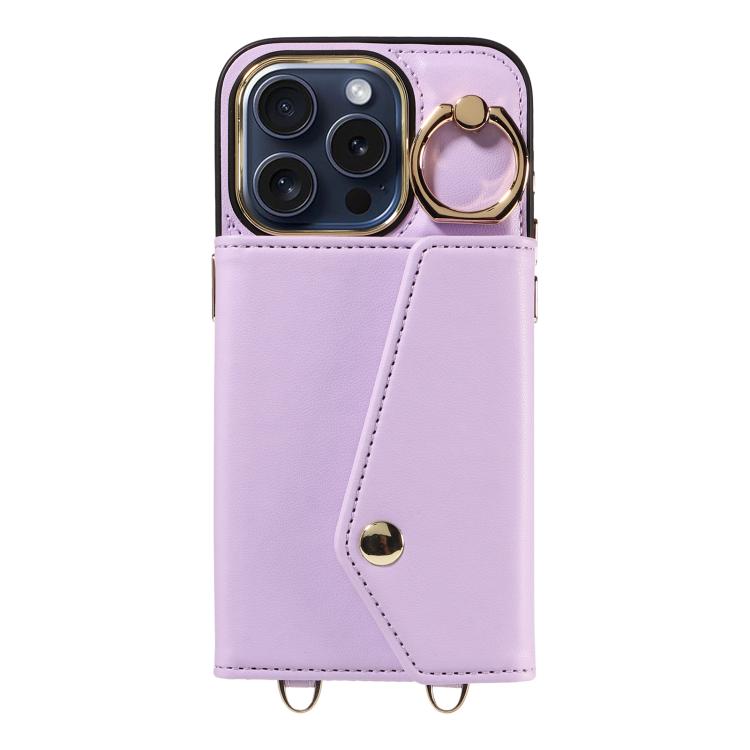 For iPhone 13 Pro Diagonal Crossbody Ring Organ Wallet Leather Back Phone Case