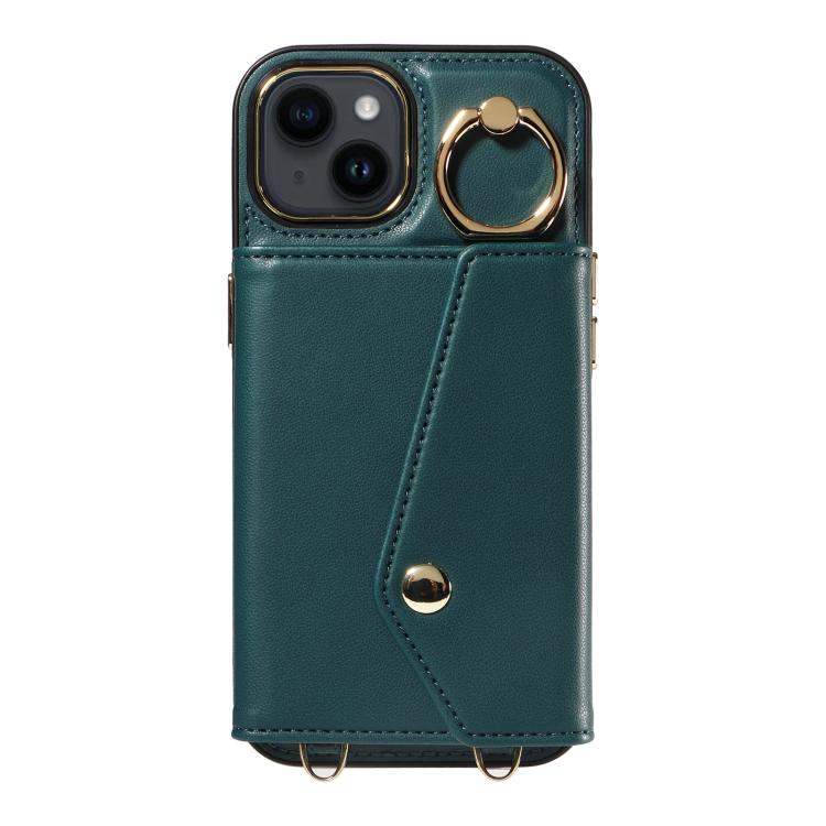For iPhone 12 Diagonal Crossbody Ring Organ Wallet Leather Back Phone Case