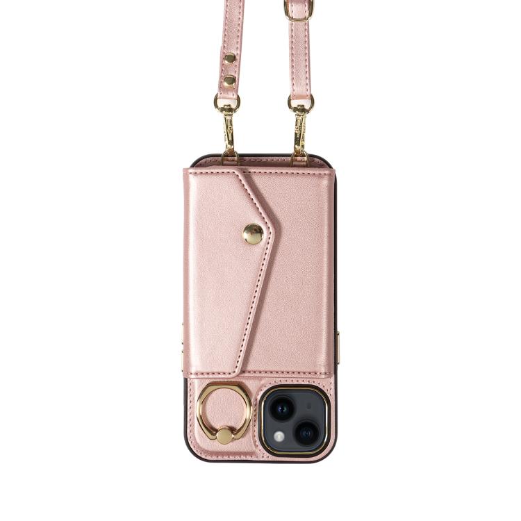 For iPhone 12 Diagonal Crossbody Ring Organ Wallet Leather Back Phone Case