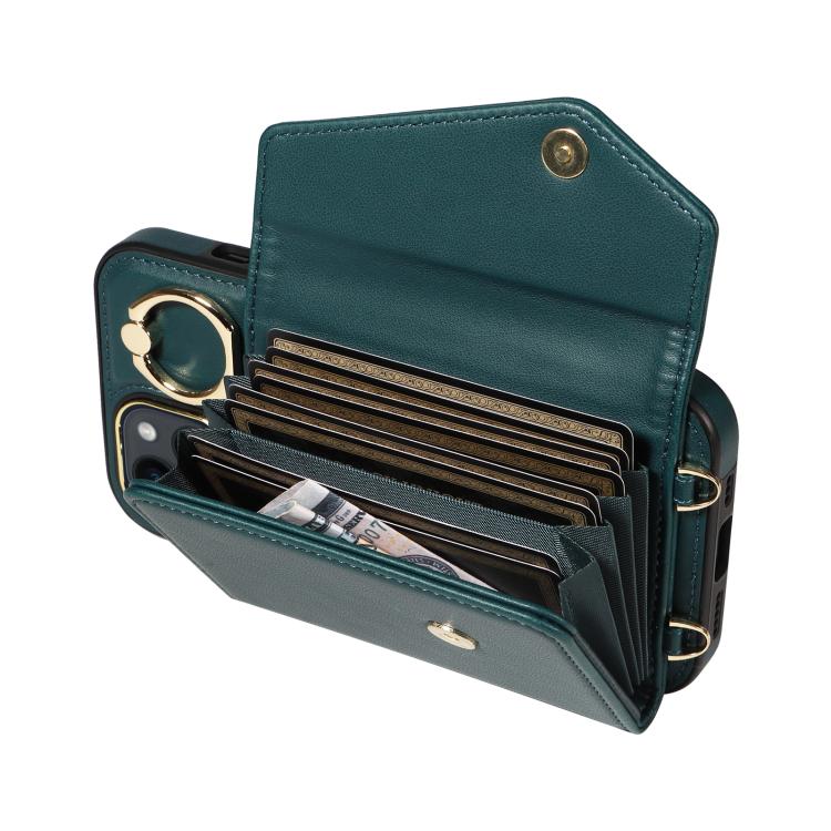 For iPhone 11 Diagonal Crossbody Ring Organ Wallet Leather Back Phone Case