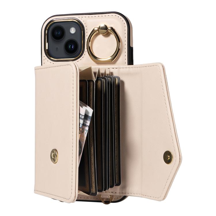 For iPhone 11 Diagonal Crossbody Ring Organ Wallet Leather Back Phone Case