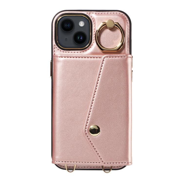 For iPhone 11 Diagonal Crossbody Ring Organ Wallet Leather Back Phone Case