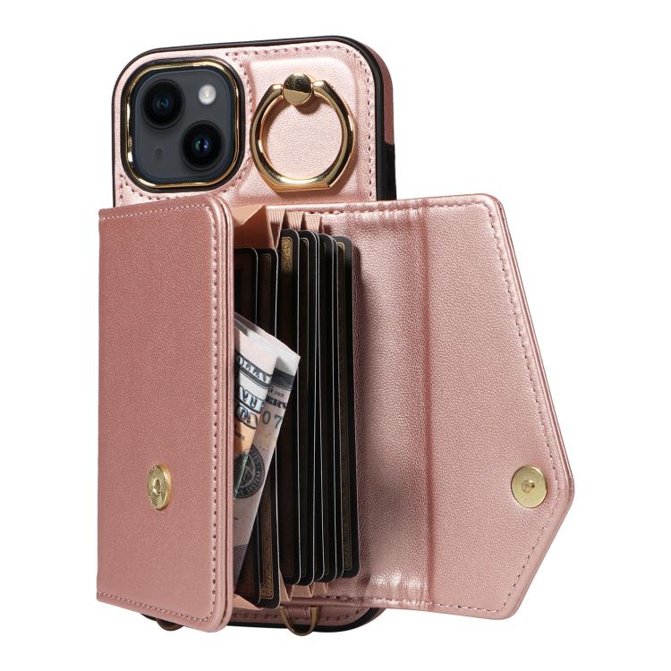 For iPhone 11 Diagonal Crossbody Ring Organ Wallet Leather Back Phone Case