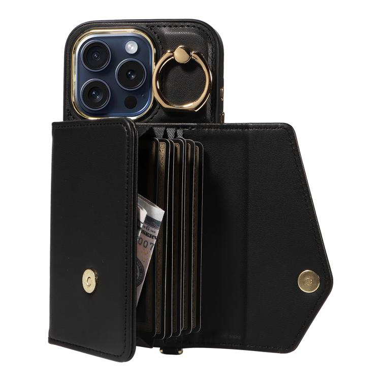 For iPhone 11 Pro Diagonal Crossbody Ring Organ Wallet Leather Back Phone Case