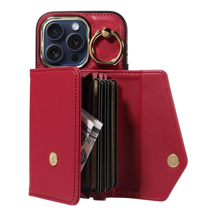For iPhone 11 Pro Diagonal Crossbody Ring Organ Wallet Leather Back Phone Case