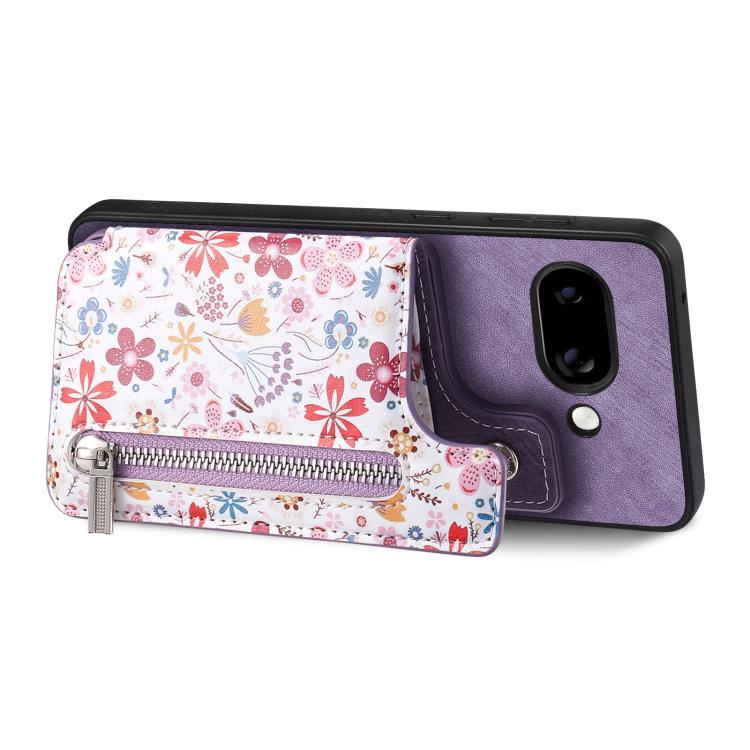For Google Pixel 9a Retro Painted Zipper Wallet Back Phone Case