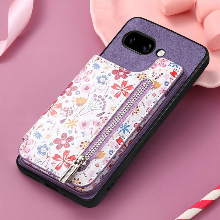 For Google Pixel 9a Retro Painted Zipper Wallet Back Phone Case