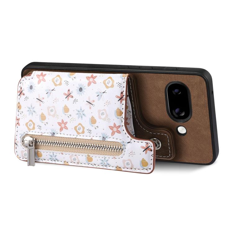 For Google Pixel 9a Retro Painted Zipper Wallet Back Phone Case