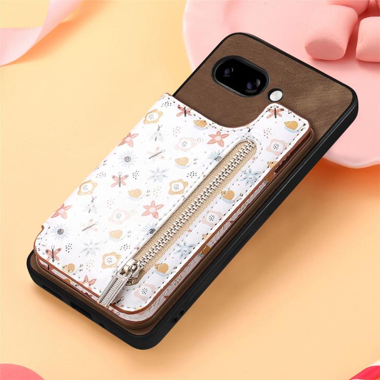 For Google Pixel 9a Retro Painted Zipper Wallet Back Phone Case