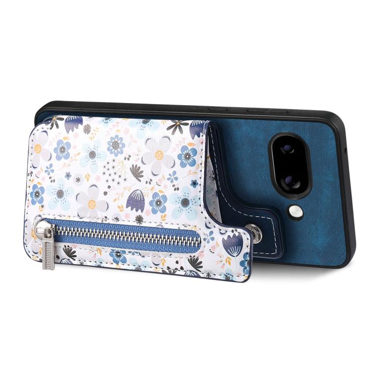 For Google Pixel 9a Retro Painted Zipper Wallet Back Phone Case