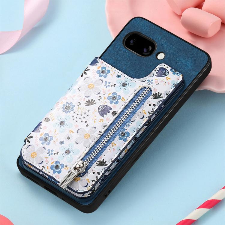 For Google Pixel 9a Retro Painted Zipper Wallet Back Phone Case