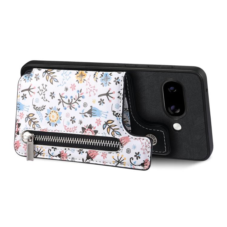 For Google Pixel 9a Retro Painted Zipper Wallet Back Phone Case