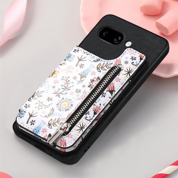 For Google Pixel 9a Retro Painted Zipper Wallet Back Phone Case