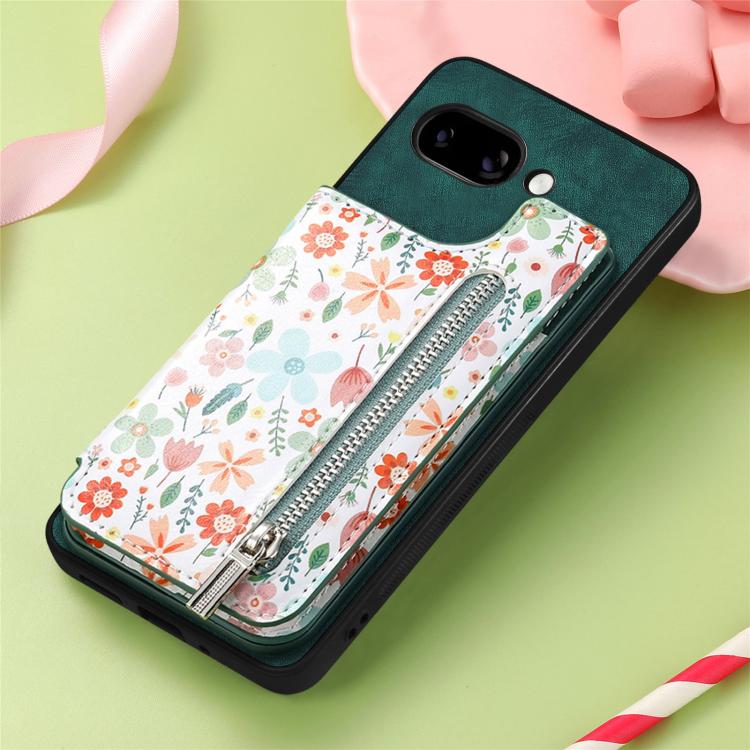 For Google Pixel 9a Retro Painted Zipper Wallet Back Phone Case